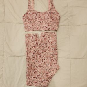 EUC LoveShackFancy x Beach Riot Pink Floral Set Size Small